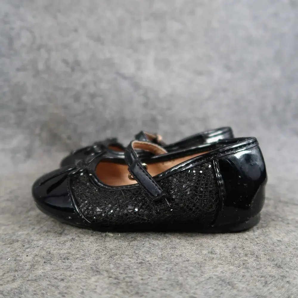 Smart Fit Shoes Toddler Baby 6 Mary Jane Ballet Flats Black Patent Bow Girls